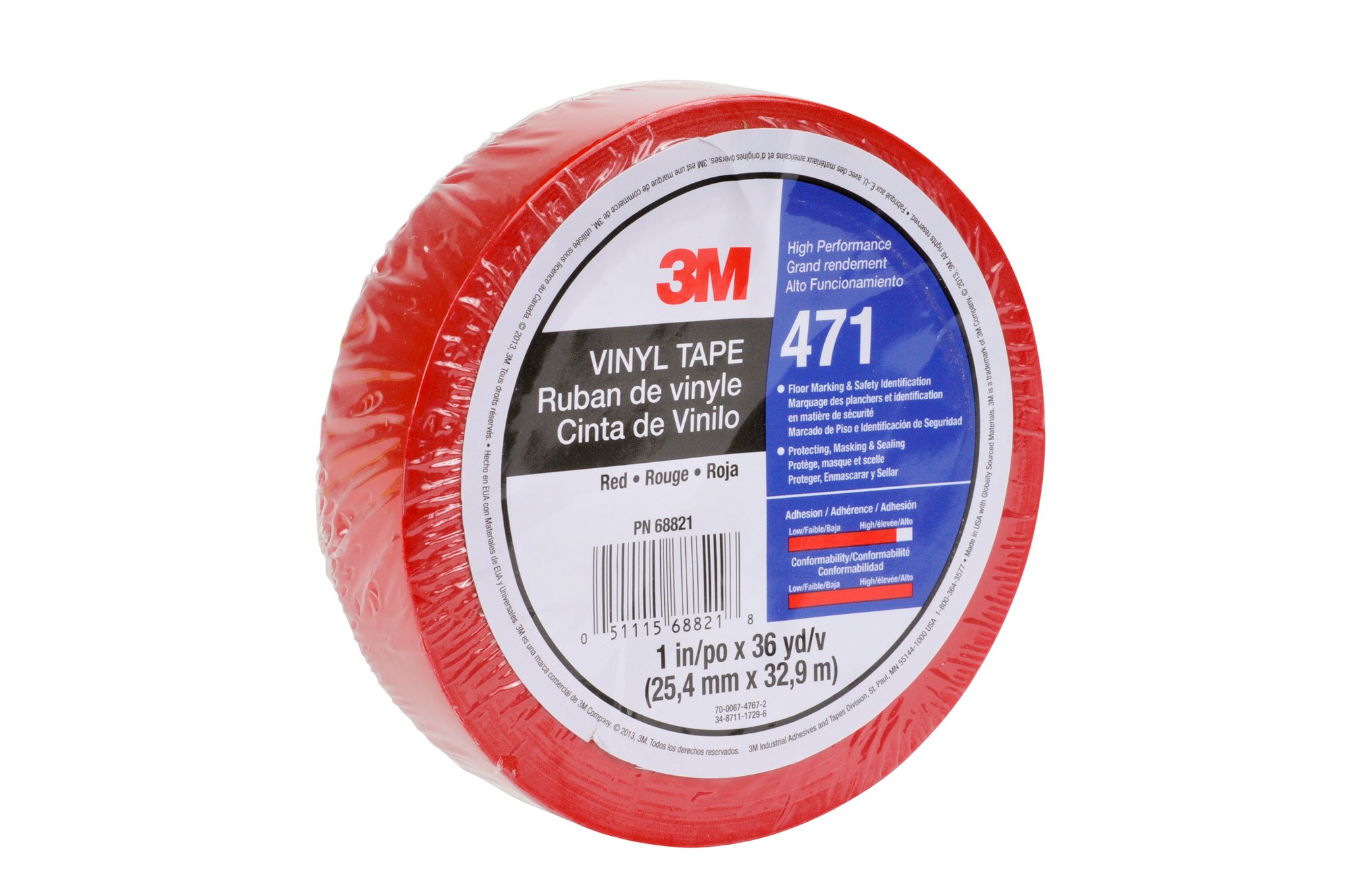 3M™ Weich-PVC-Klebeband 471, Rot, 12 mm x 33 m, 0.13 mm, einzelverpackt