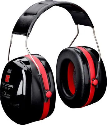 3M™ PELTOR™ Optime™ III Kapselgehörschützer, 35 dB, schwarz/rot, Kopfbügel, H540A-411-SV
