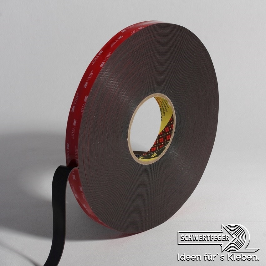 3M 5952 F 08 mm x 33 m VHB Klebeband schwarz 1,1 mm