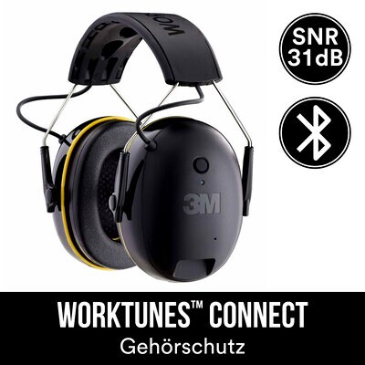 3M™ WorkTunes™ Connect Kabelloser Gehörschutz mit Bluetooth®-Technologie, 90543EC1 (94-105 dB)