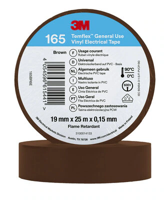 3M™ Temflex™ Vinyl-Isolierband 165, Braun, 19 mm x 25 m
