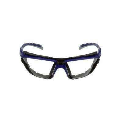 3M™ Solus™ 2000 Schutzbrille, blau/graue Bügel, Schaumrahmen, Scotchgard™ Anti-Beschlag Beschichtung (K&N), klare Scheibe, winkelverstellbar, S2001SGAF-BGR-F-EU