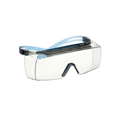 3M™ SecureFit™ 3700 Überbrille, blaues Gestell, integrierter Augenbrauenschutz, Scotchgard™ Antibeschlag-/Antikratz-Beschichtung (K&N), klare Scheibe, SF3701XSGAF-BLU