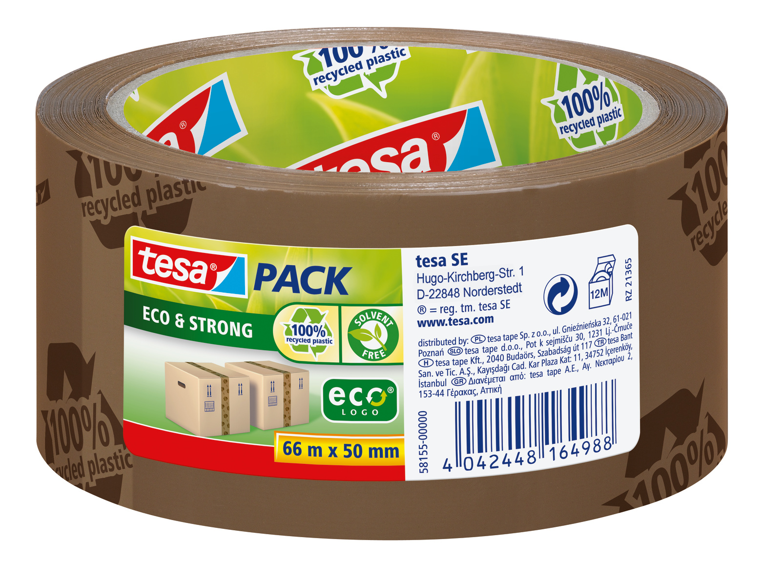 tesapack 58155 Ecologo, 66m x 50mm, braun-bedruckt