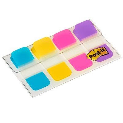   Post-it® Index Strong Ablagetabs, Mini, Blau, Violett, Rosa und Gelb, 15.8 mm x 38.1 mm, 40 Haftstreifen/Spender