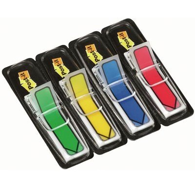 Post-it® Index Pfeile 684ARR3, 11,9 x 43,2 mm, blau, gelb, grün, rot, 4 x 24 Haftstreifen im Spender