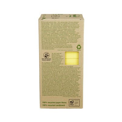 Post-it® Recycling Notes, Gelb, 76 x 76 mm, 16 Blöcke à 100 Blatt