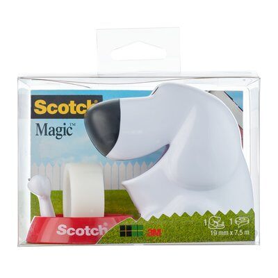 Scotch® Tischabroller im Hunde Design + Scotch® Magic™ unsichtbares Klebeband, 19 mm x 8.89 m