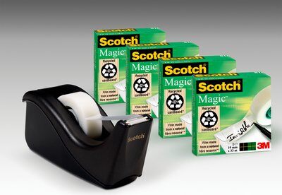 Scotch® Tischabroller Promotion C60-BK4, Schwarzer Tischabroller inkl. 4 Rollen Scotch® Magic™ Klebeband, 19 mm x 33 m