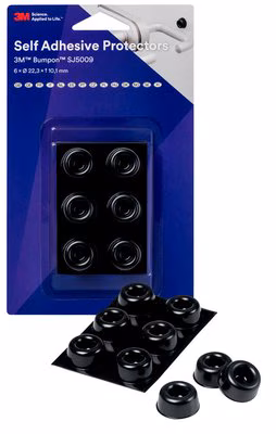 3M™ Bumpon™ SJ5009BL Elastikpuffer Mini-Pack, Schwarz, 6 Stück, 22.3x 10.1 mm, Klebstoff Natur-Kautschuk R-30