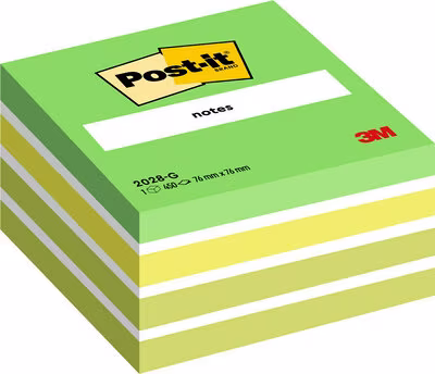 Post-it® Würfel 2028G, 76 x 76 mm, Grün, 1 Würfel à 450 Blatt