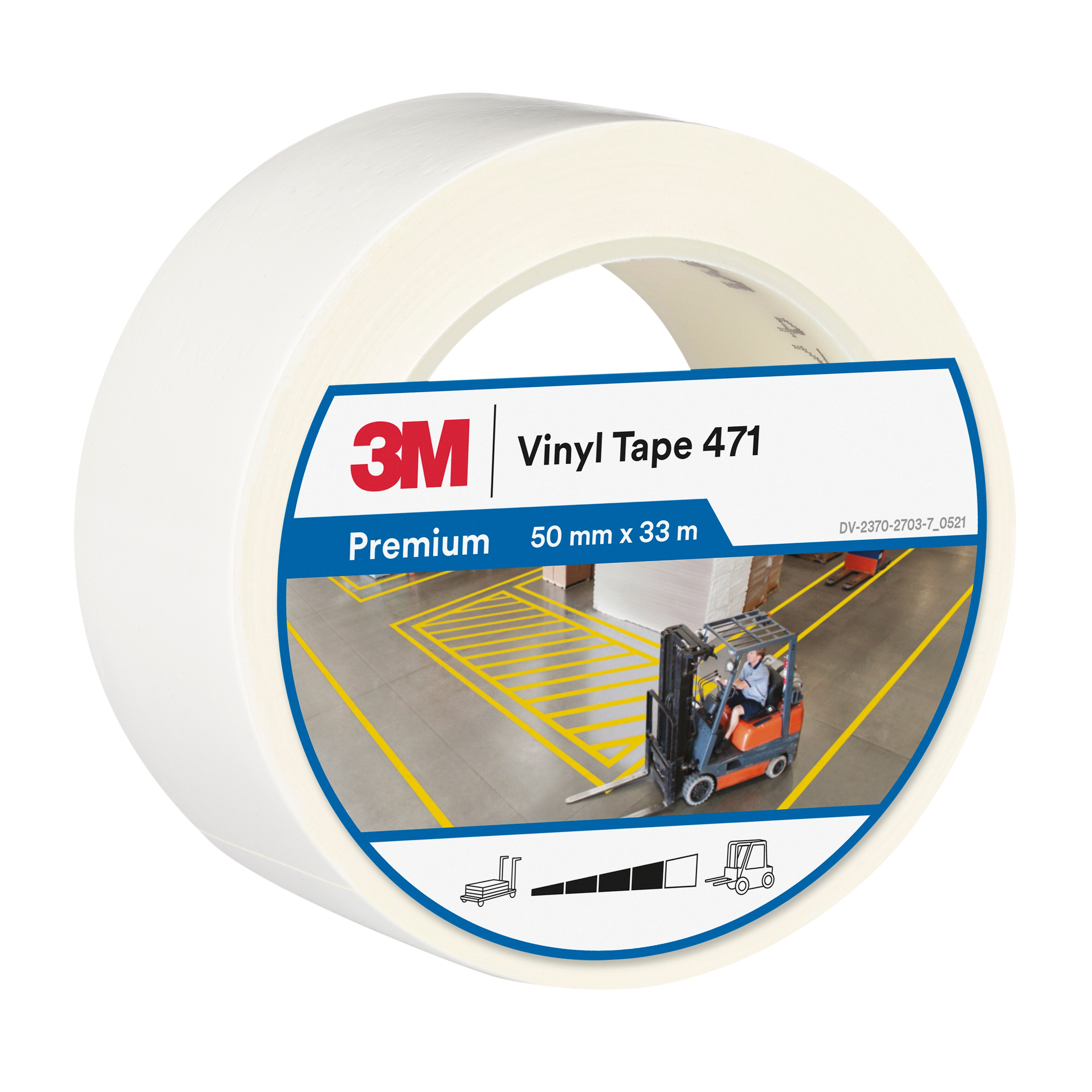 3M™ Weich-PVC-Klebeband 471, Weiß, 50 mm x 33 m, einzelverpackt