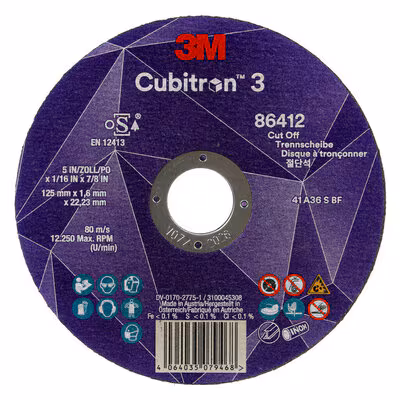 3M™ Cubitron™ 3 Trennscheibe, 88775, 36+, T41, 125 mm x 2 mm x 22,23 mm, EN