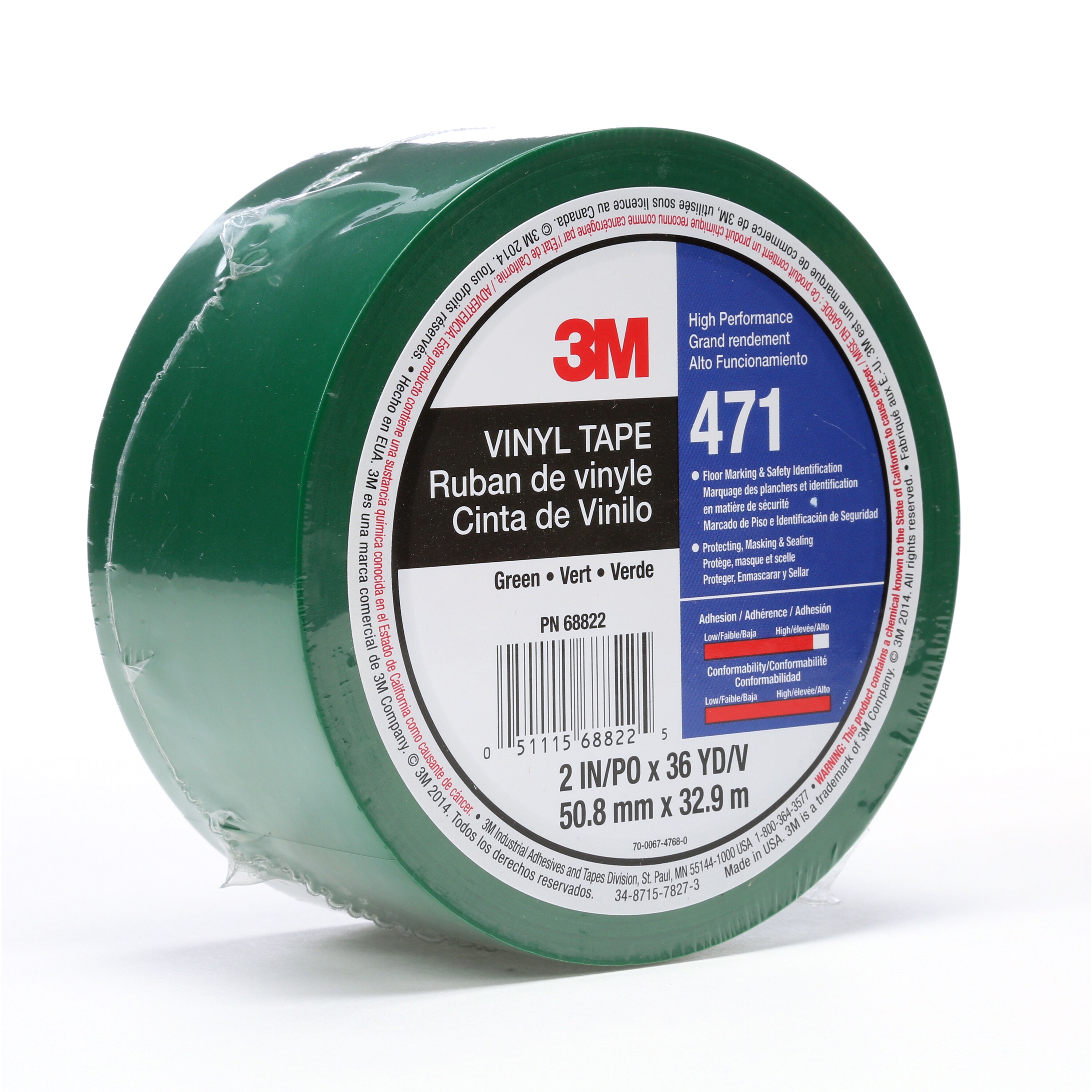 3M™ Weich-PVC-Klebeband 471, Grün, 50 mm x 33 m, einzelverpackt