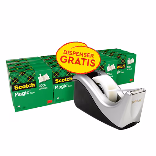 3M Scotch® Magic™ Unsichtbares Klebeband, 16 Rollen, 19 mm x 33 m + Tischabroller
