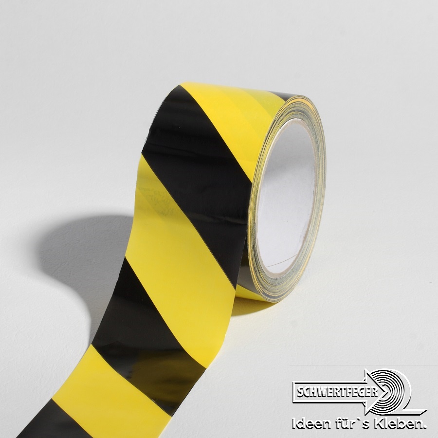 PVC-Klebeband SPADA® Gefahrenmarkierungsband gelb/schwarz schraffiert rechtsweisend 50 mm x 66 m lang