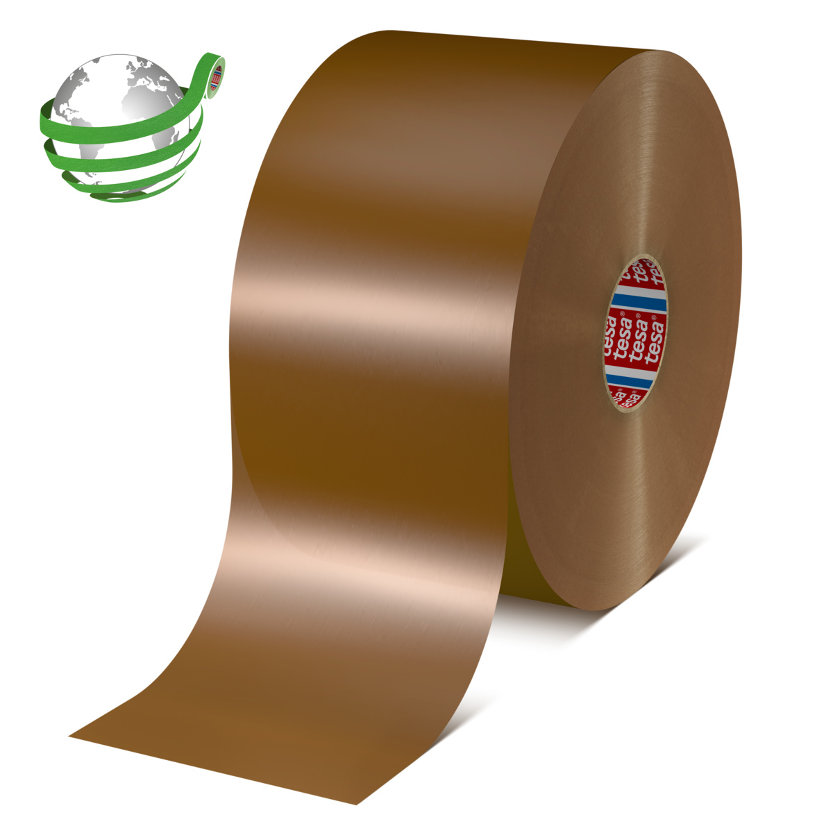 tesa 60412 Packband aus recyceltem Polyester rPET, 1000m x 50mm, braun