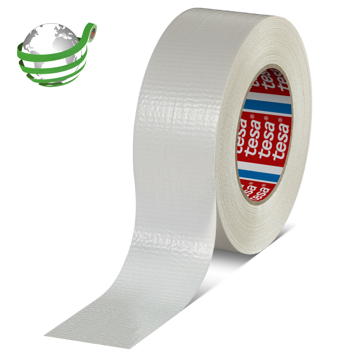 tesa 60462 Duct Tape mit recyceltem Träger, 50m x 50mm, weiß