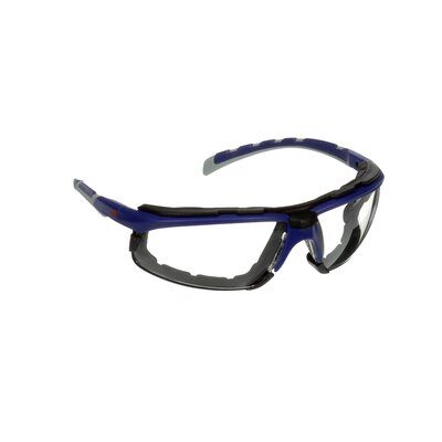 3M™ Solus™ 2000 Schutzbrille, blau/graue Bügel, Schaumrahmen, Scotchgard™ Anti-Beschlag Beschichtung (K&N), klare Scheibe, winkelverstellbar, S2001SGAF-BGR-F-EU