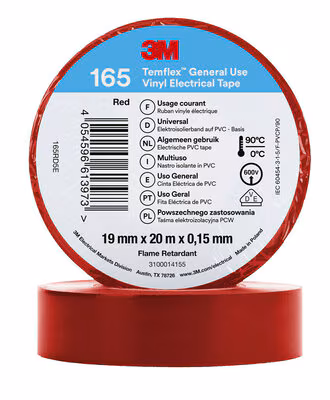 3M™ Temflex™ Vinyl-Isolierband 165, Rot, 19 mm x 20 m