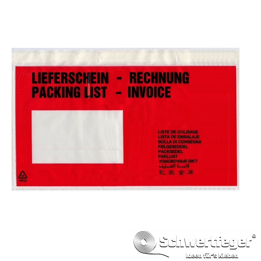 SPADA® Dokumententaschen DIN-Lang 240x117,5+22,5 mm LS / RG - 1000 Stück