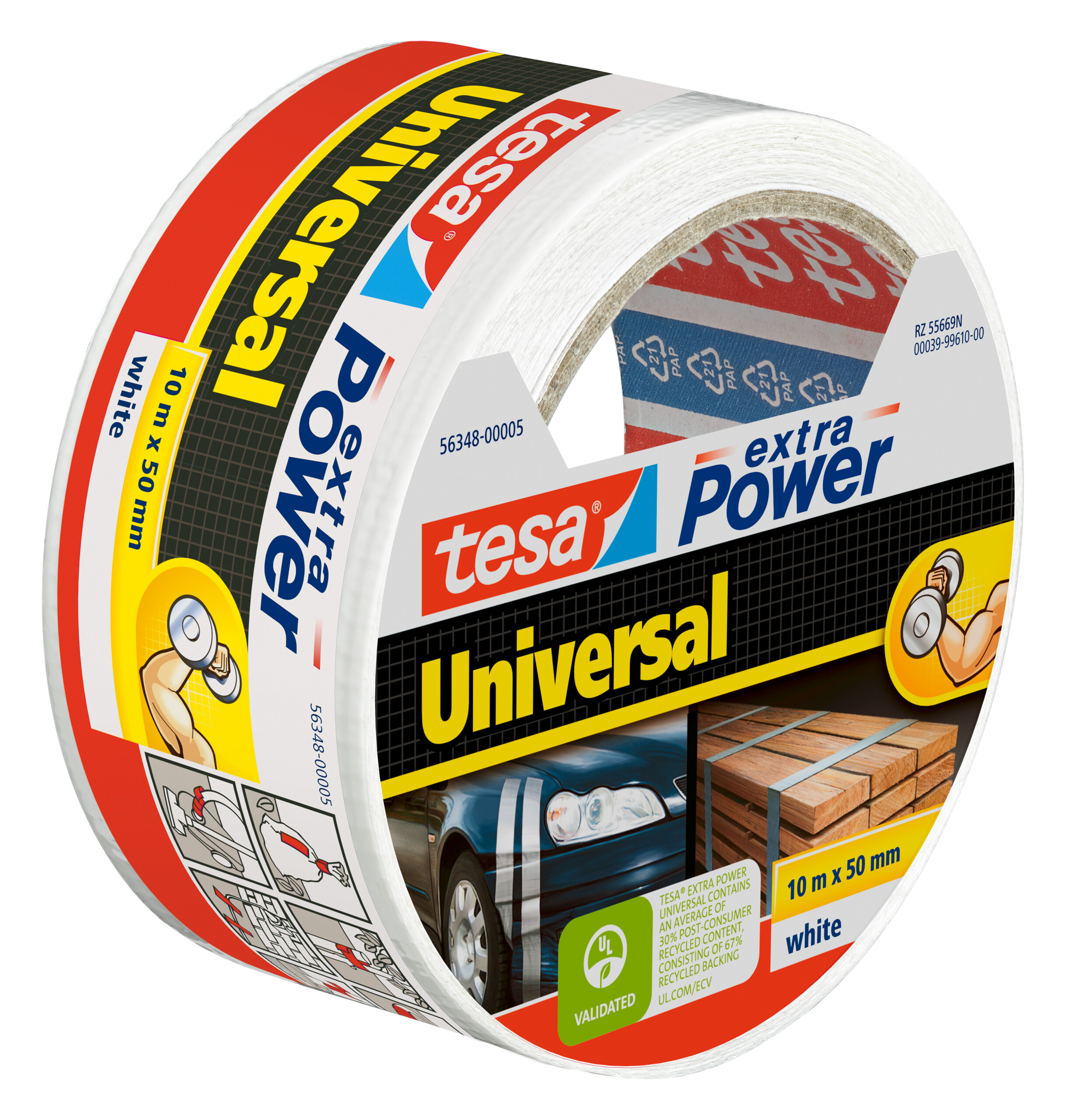 tesa 56348 extra Power Universal Eco, 10m x 50mm, weiß