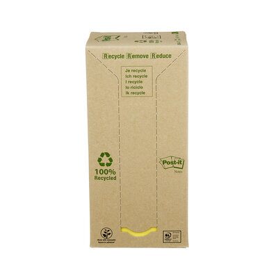 Post-it® Recycling Notes, Gelb, 76 x 76 mm, 16 Blöcke à 100 Blatt