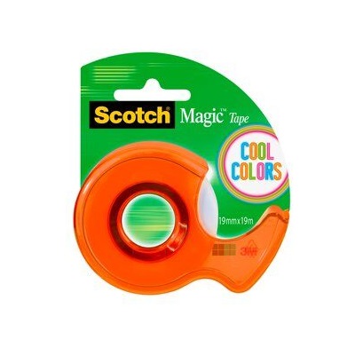 Scotch® Magic™ Unsichtbares Klebeband, 1 Rolle, 19 mm x 19 m + Cool Colours Abroller