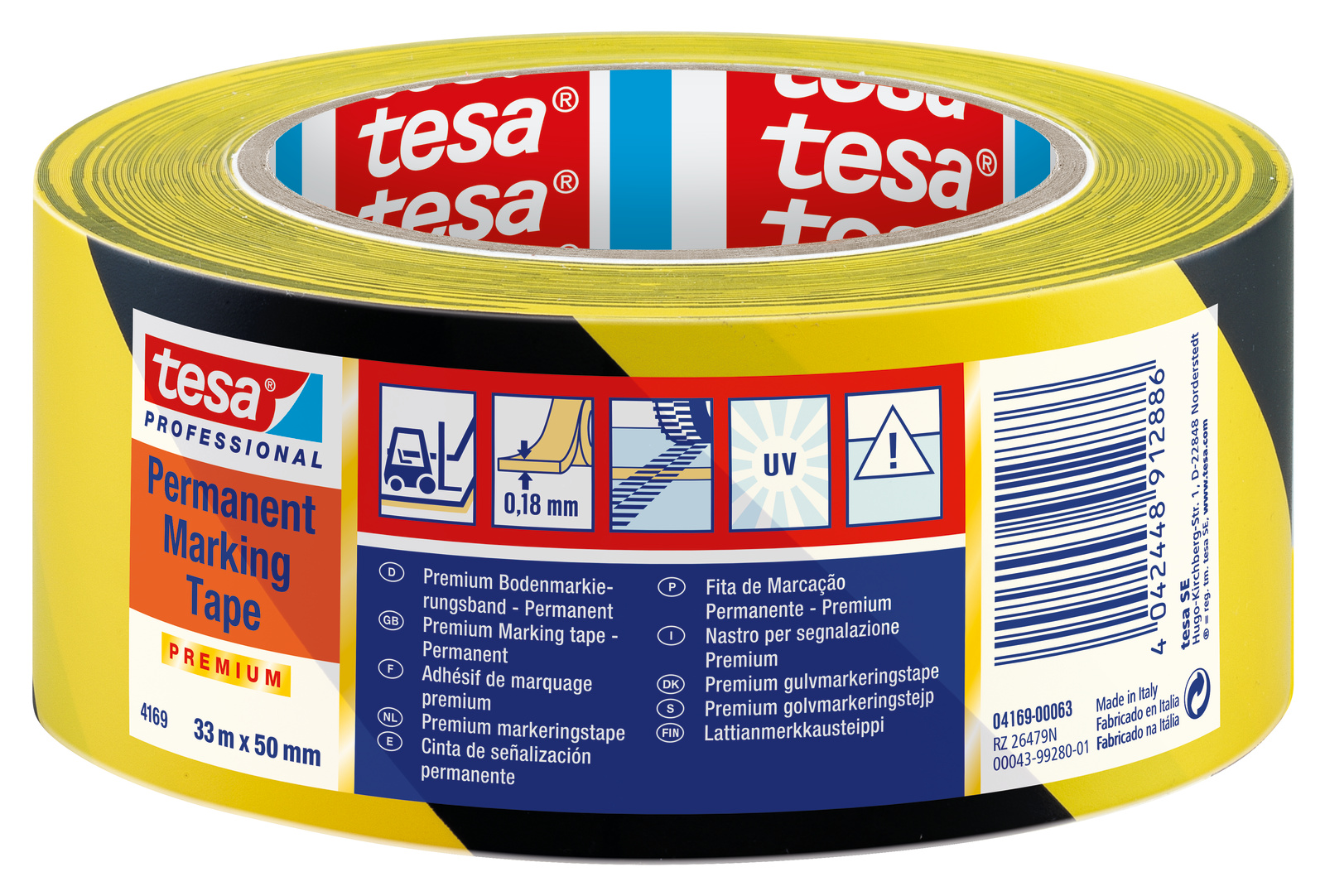 tesa 4169 Bodenmarkierung, 33m x 50mm, gelb