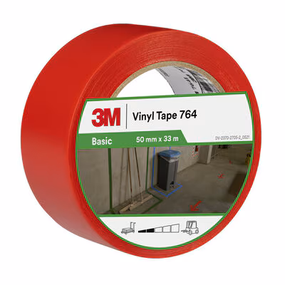 3M™ Allzweck-PVC-Klebeband 764, Rot, 50 mm x 33 m, 12 Rollen, Einzeln praktisch verpackt