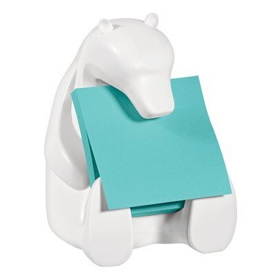 Post-it® Super Sticky Z-Notes Spender BEAR-330 1 Z-Notes Spender in Bär / Eisbär-Form, weiß inkl. 1 Block Post-it® Super Sticky Z-Notes á 90 Blatt, türkis, 76 x 76 mm, PEFC zertifiziert