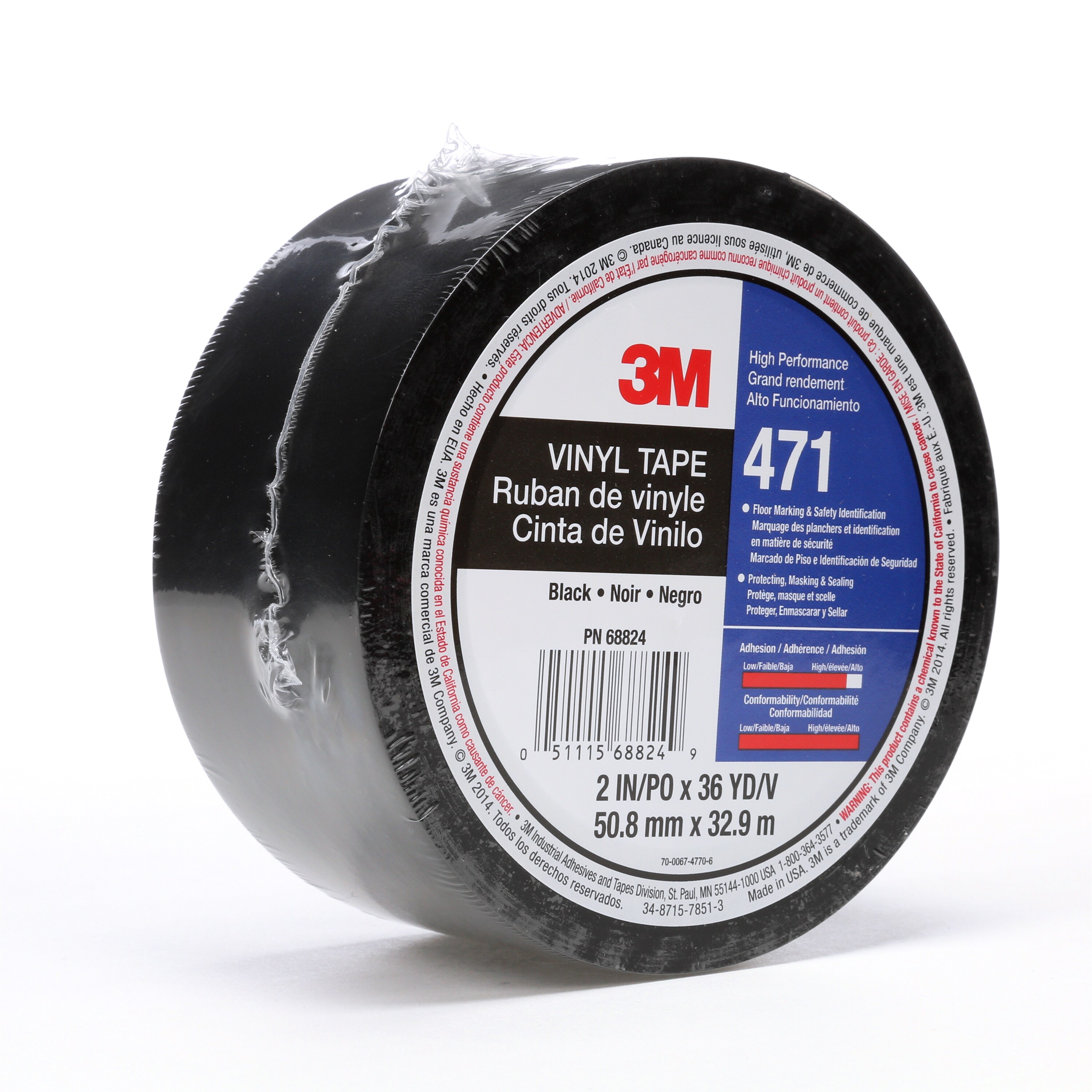 3M™ Weich-PVC-Klebeband 471, Schwarz, 25 mm x 33 m, 0.13 mm, einzelverpackt
