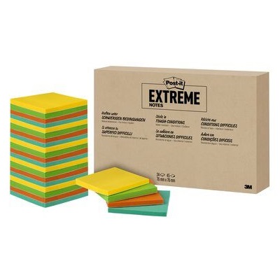 Post-it® Extreme Notes, 76 x 76 mm, 24er Karton, grün, gelb, orange, türkis