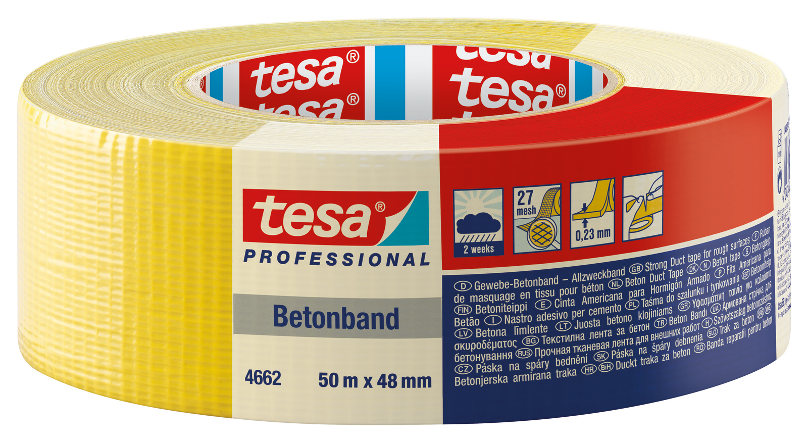 tesa Betonband 4662, 50m x 48mm, gelb, EAN