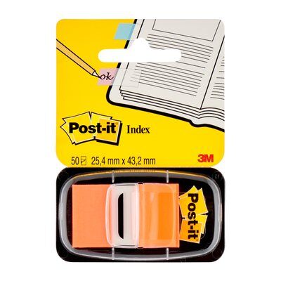 Post-it® Index I680-23, 25,4 x 43,2 mm, orange, 1 x 50 Haftstreifen im Spender