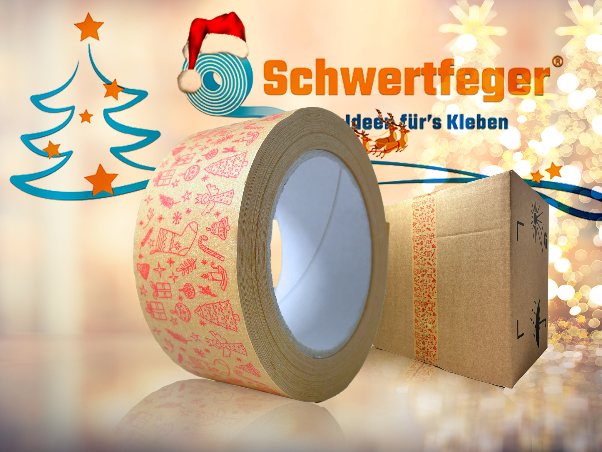 SPADA® Weihnachtsklebeband 50 mm x 50 m lang Papierklebeband
