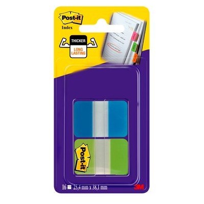 Post-it® Index Strong, Blau und Grün, 25.4mm x 38.1mm, 8 Blatt/Block, 2 Blöcke/Packung