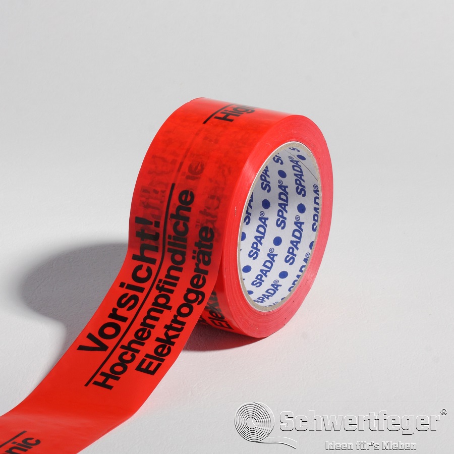 SPADA® PVC Packband "Vorsicht Hochempfindliche Elektrogeräte" 50 mm x 66 m