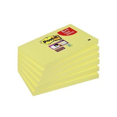 Post-it® Super Sticky Notes  6556SYP, 127 x 76 mm, gelb, 6 Blöcke à 90 Blatt