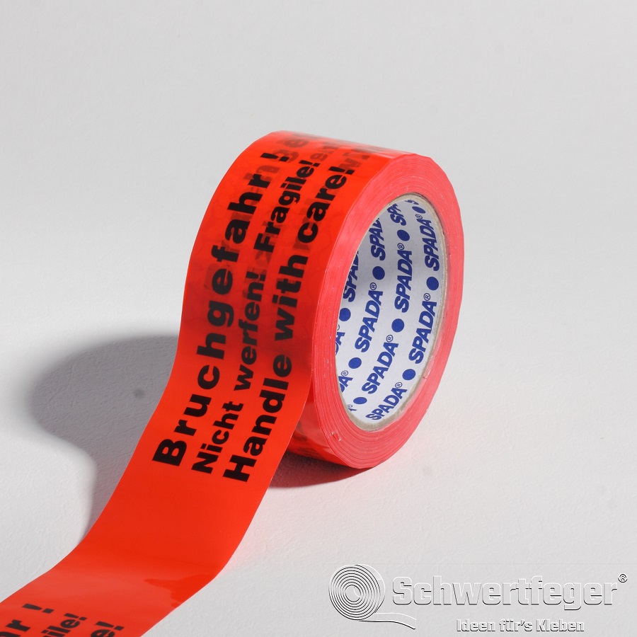 SPADA® PVC Packband 2-sprachig Bruchgefahr Nicht werfen 50 mm x 66 m