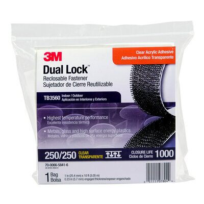 3M™ Dual Lock™ TB3540, Schwarz, 25 mm x 3 m, 5.7 mm, 40 Köpfe/cm2, Innenbereich