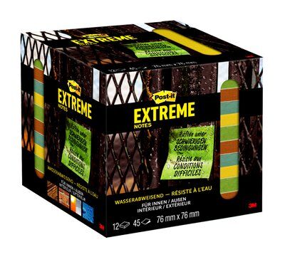 Post-it® Extreme Notes, 76 x 76 mm, 12er Pack, grün, gelb, orange, türkis