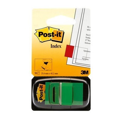 Post-it® Index I680-3, 25,4 x 43,2 mm, grün, 1 x 50 Haftstreifen im Spender