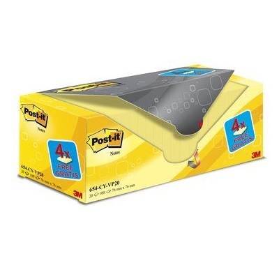 Post-it® Notes, Gelb, 1, 76 x 76 mm, 20 Blöcke