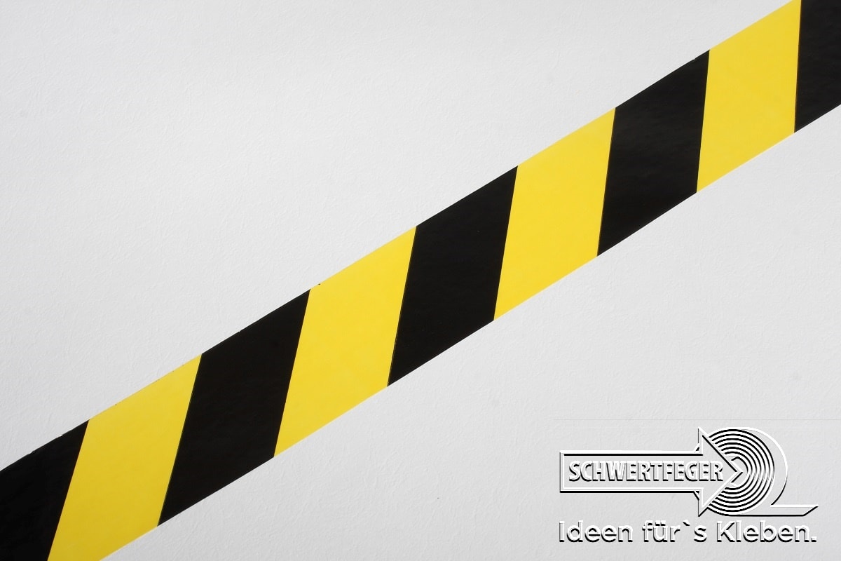 PVC-Klebeband SPADA Gefahrenmarkierungsband gelb/schwarz schraffiert rechtsweisend 50 mm x 66 m lang