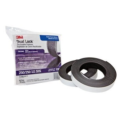 3M™ Dual Lock™ flexibler Druckverschluss SJ3540, schwarz, 25 mm x 45,7 m, 5,7 mm, 40 Köpfe/cm2, Innenbereich