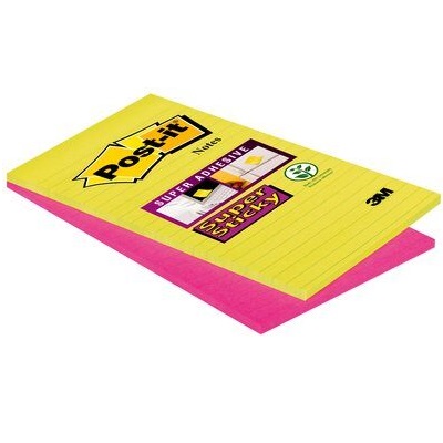 Post-it® Super Sticky Notes 5845SSEU, 127 x 203 mm, neongrün, ultrapink, 2 Blöcke à 45 Blatt