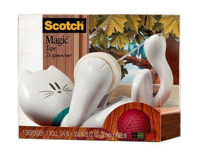 Scotch® Katze Handabroller + 1 Rolle Scotch® Magic™ Klebeband 19 mm x 8,89 m