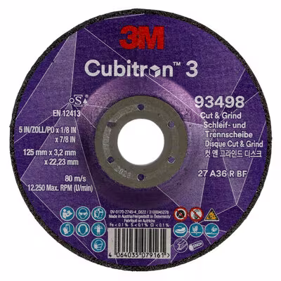3M™ Cubitron™ 3 Cut and Grind Schruppscheibe, 93498, 36+, T27, 125 mm x 3,2 mm x 22,23 mm, EN