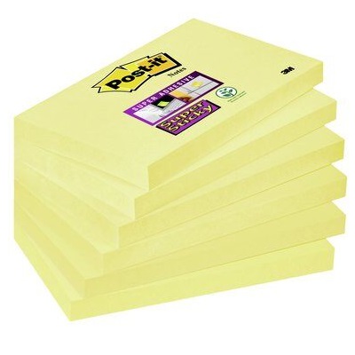 Post-it® Super Sticky Notes 6556SY, 127 x 76 mm, gelb, 6 Blöcke à 90 Blatt